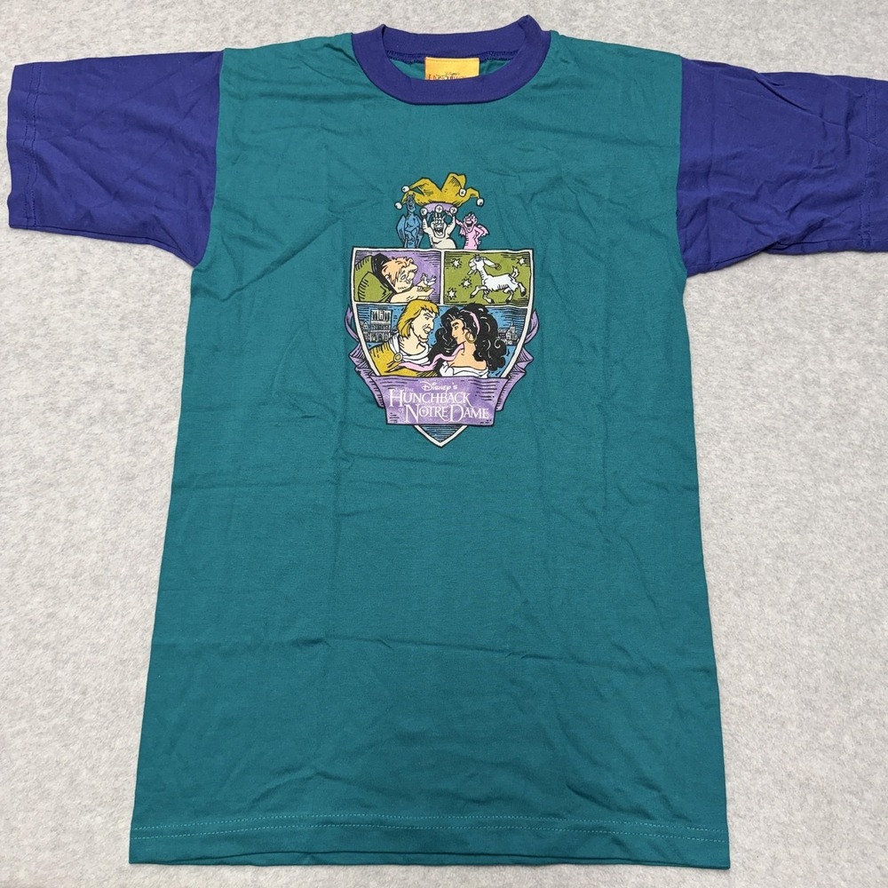 Vintage Disney Hunchback Shirt Mens Small Green Purple Ringer Graphic Tee 90s